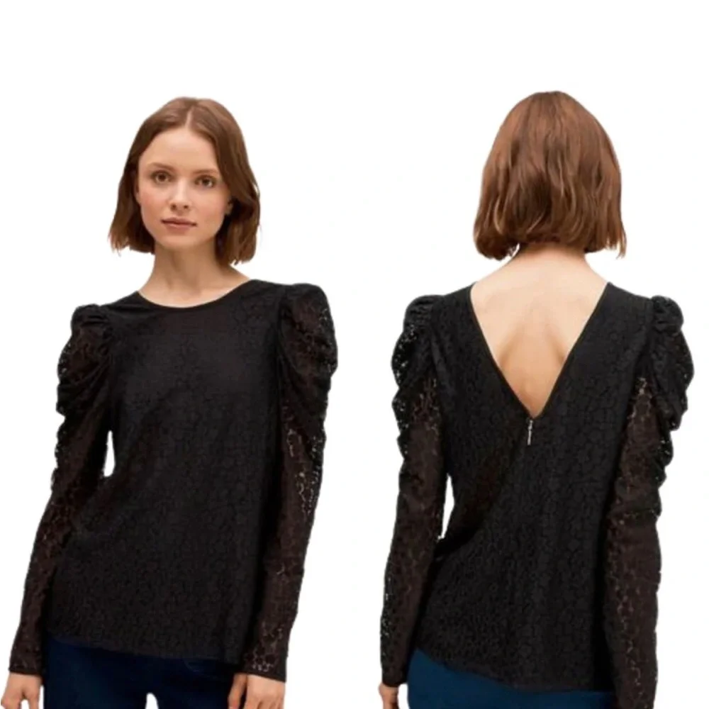 Kate Spade New York Flora Lace Puff Sleeve Blouse Size 14
